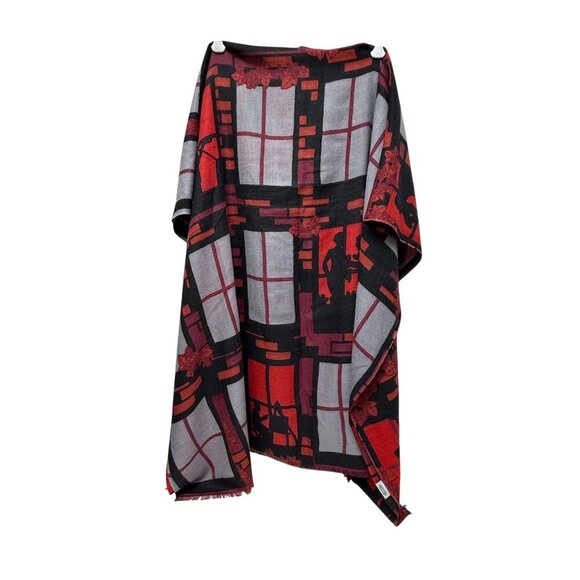 Yarnz 100% Cashmere Oversized Scarf Window Scene Print 36x80" Artsy Luxury - Picture 4 of 13